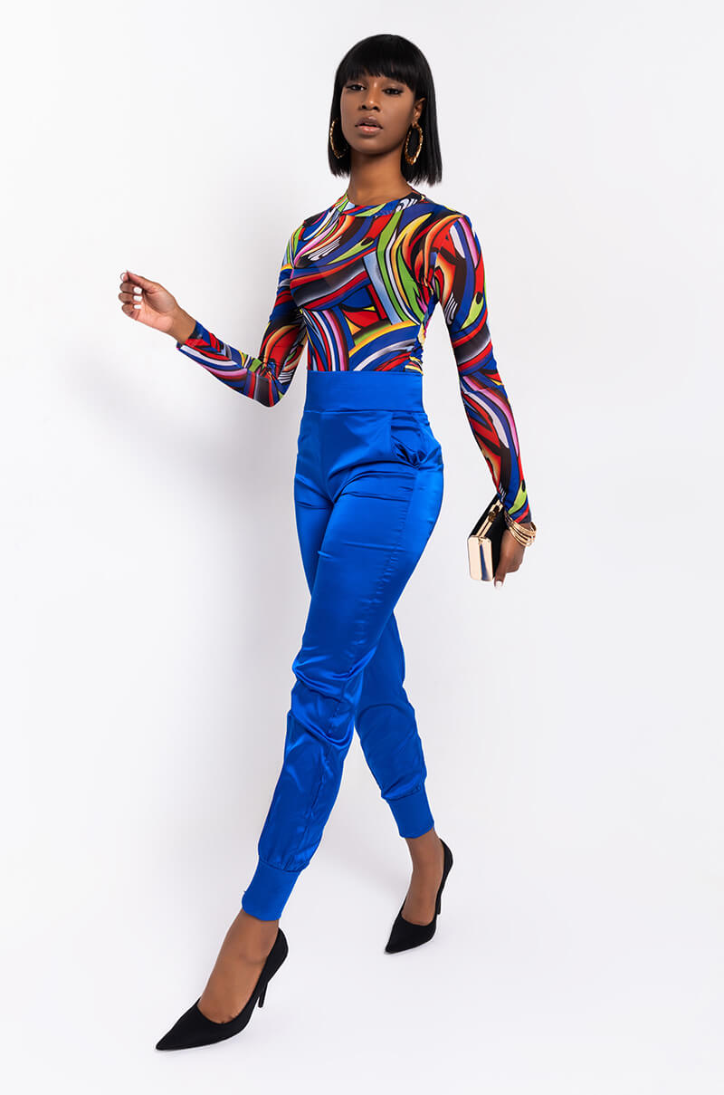  Stars In The Sky Satin Pants in Royal Blue