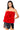 Front View Starstruck Tie Front Faux Fur Top With Hood In Red