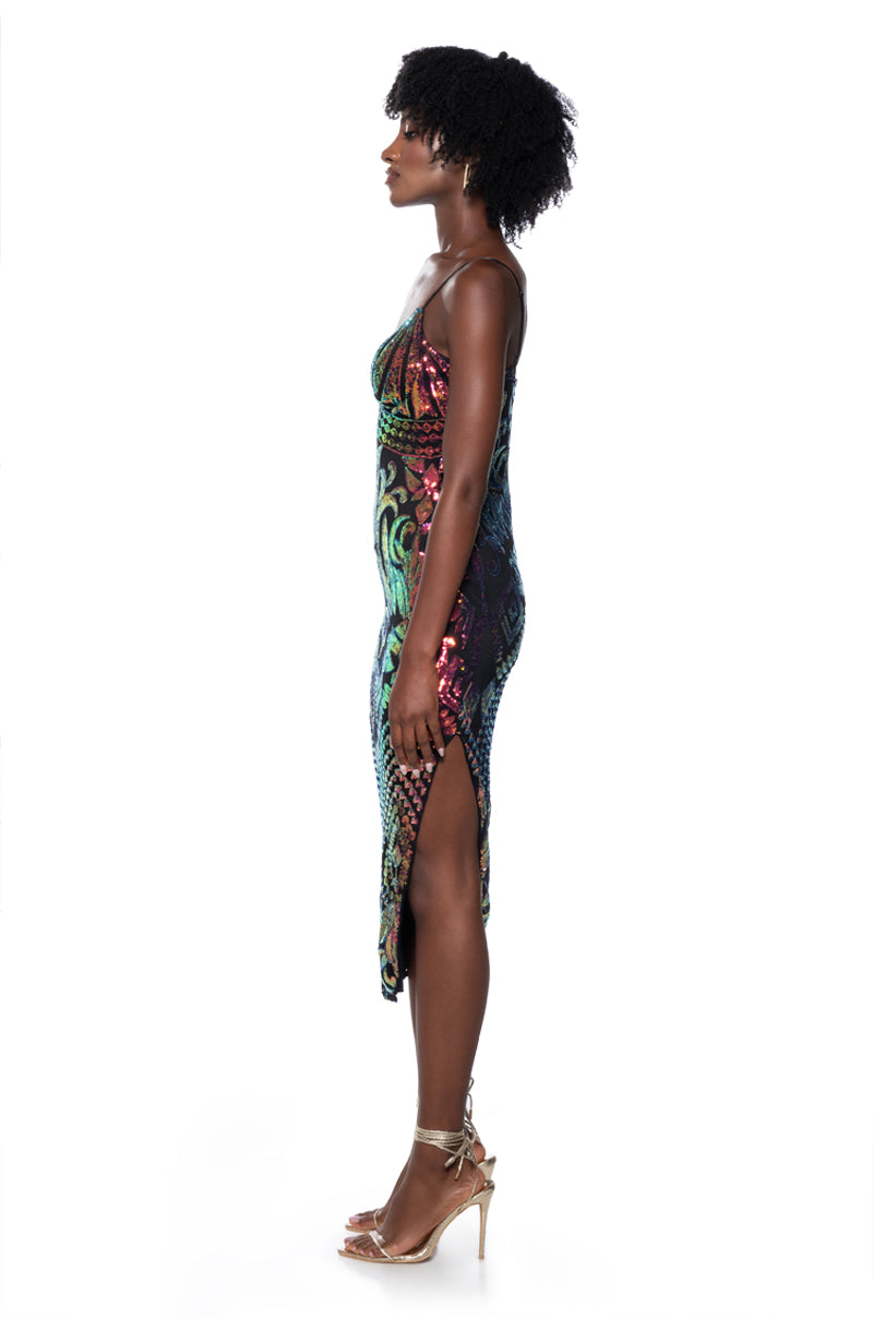 Detail View Start A Show Sequin Midi Dress