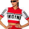 Front View Start Your Engine Crop Racing Top