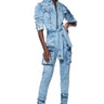 Front View Starting New Denim Jumpsuit