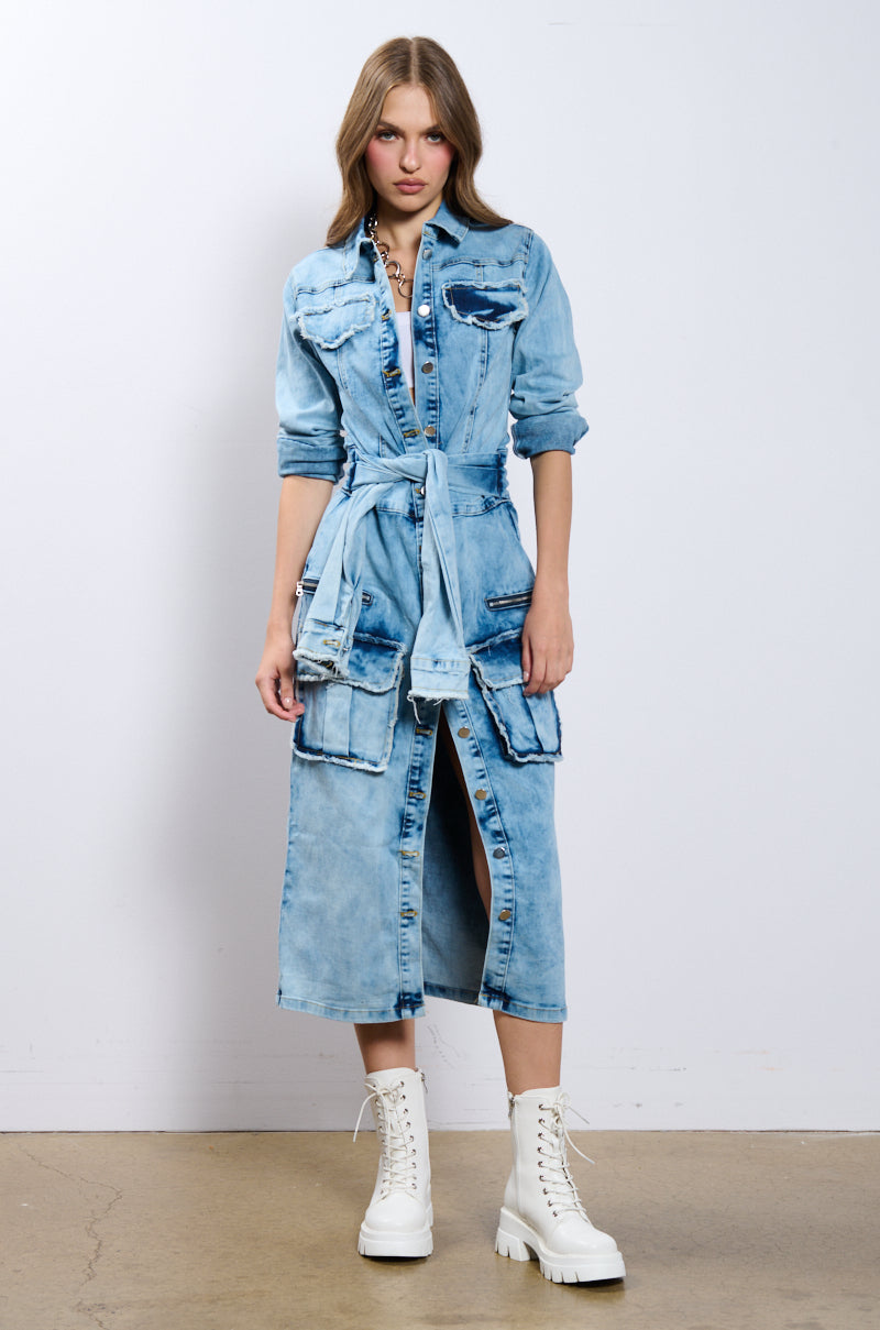 STARTING NEW DENIM MIDI DRESS view 0