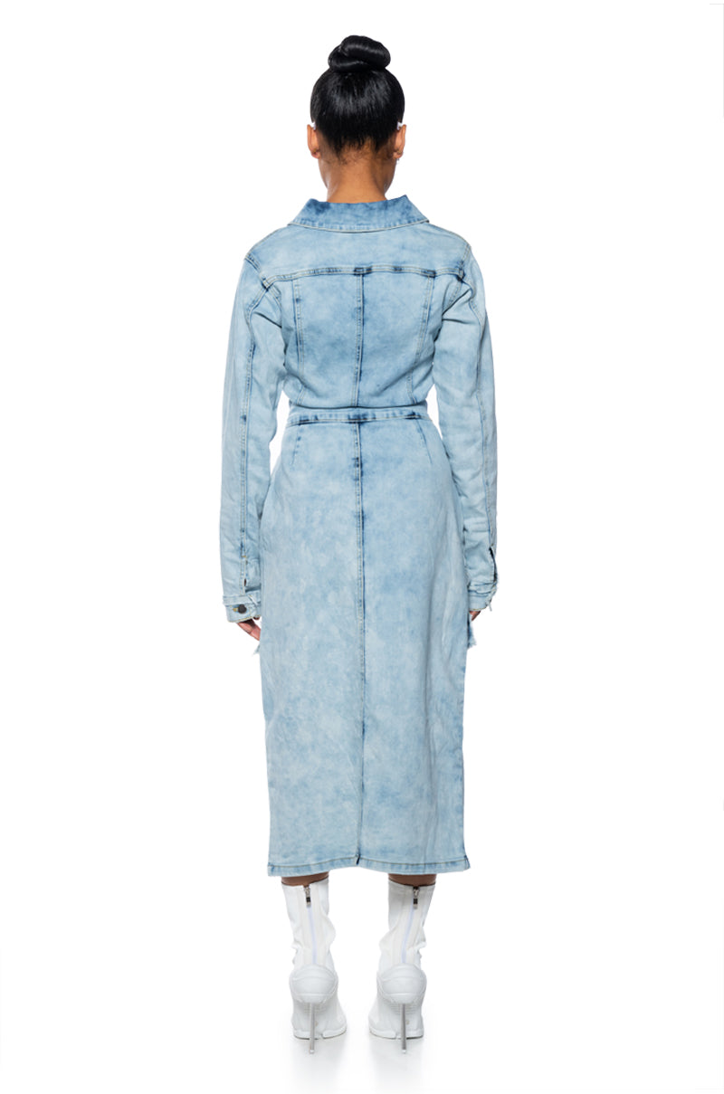 Full View Starting New Denim Midi Dress