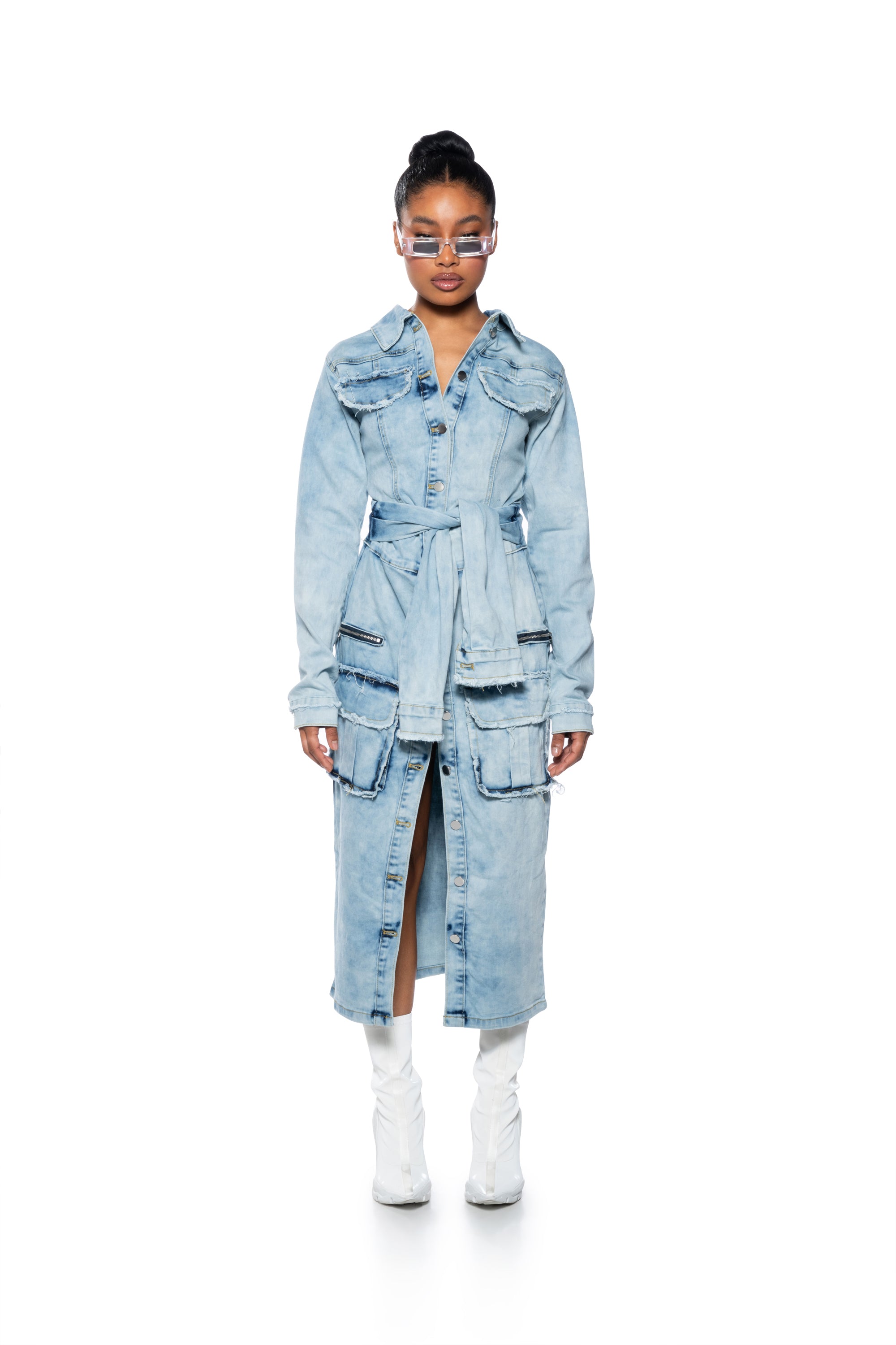 Extra View Starting New Denim Midi Dress