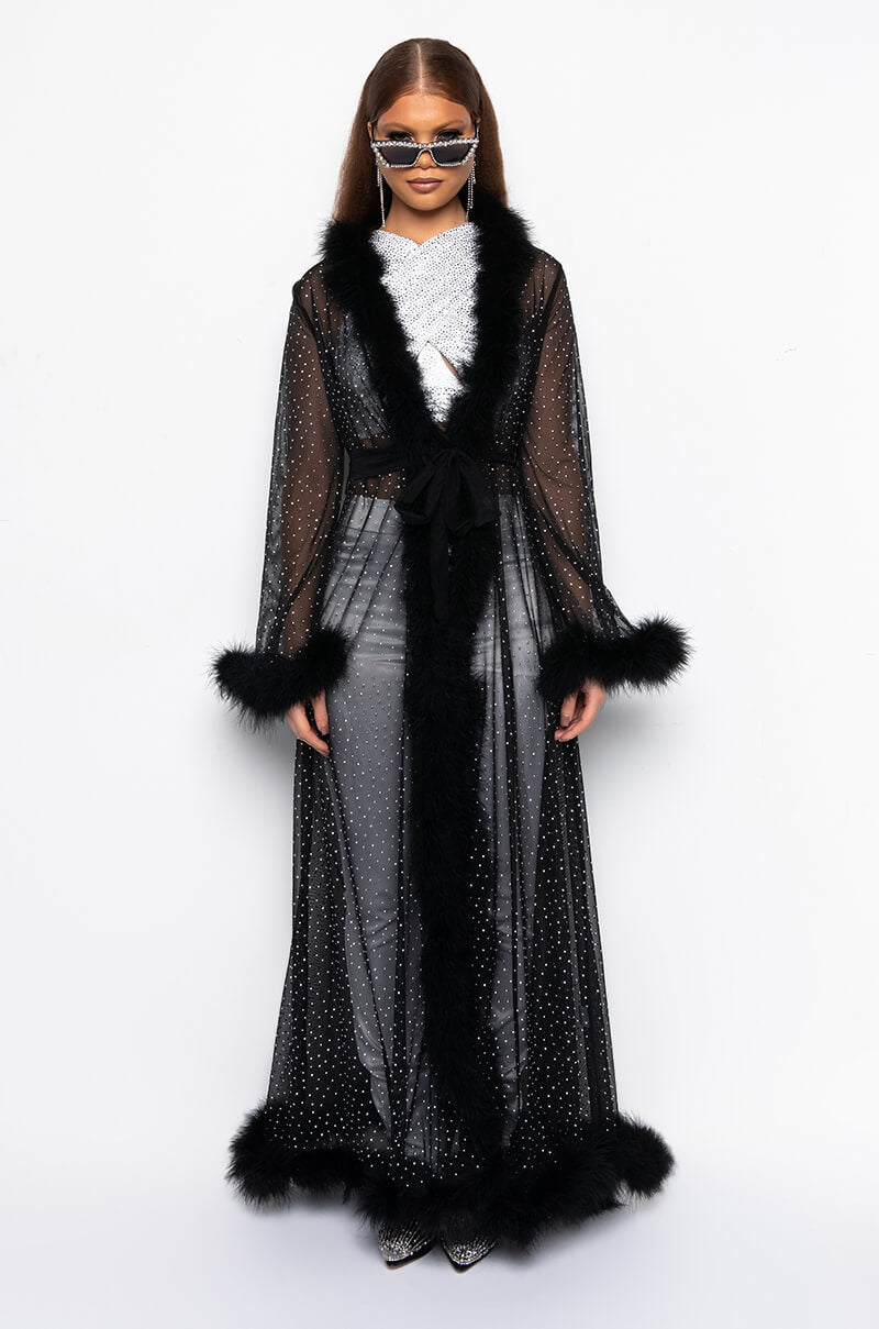 Detail View Stay At Home Nye Duster With Feathers