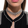 Front View Stay Away Rhinestone Barb Wire Choker