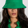 Front View Stay Woke Green Bucket Hat