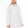 Front View Stealthy Button Front Pu Shirt Dress