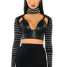 Front View Stella Beaded Ultra Crop Turtleneck Layering Top