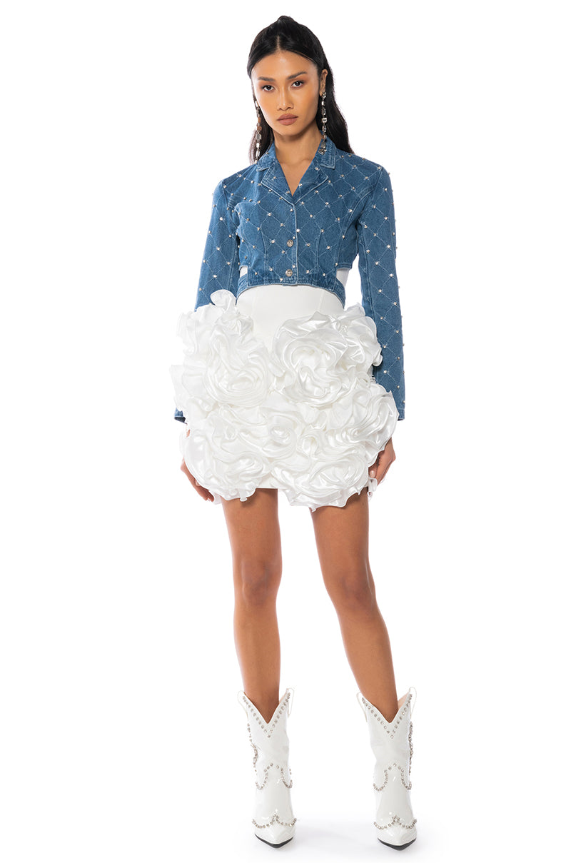 Back View Stella Rhinestone Denim Jacket