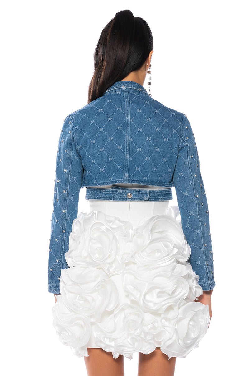 Extra View Stella Rhinestone Denim Jacket