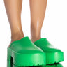 Front View Step Lively Slip On Mule In Green