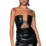 Front View Step Out Faux Leather Mini Dress