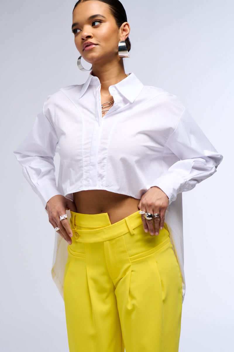 Back View Stephanie High Low Poplin Button Down Shirt