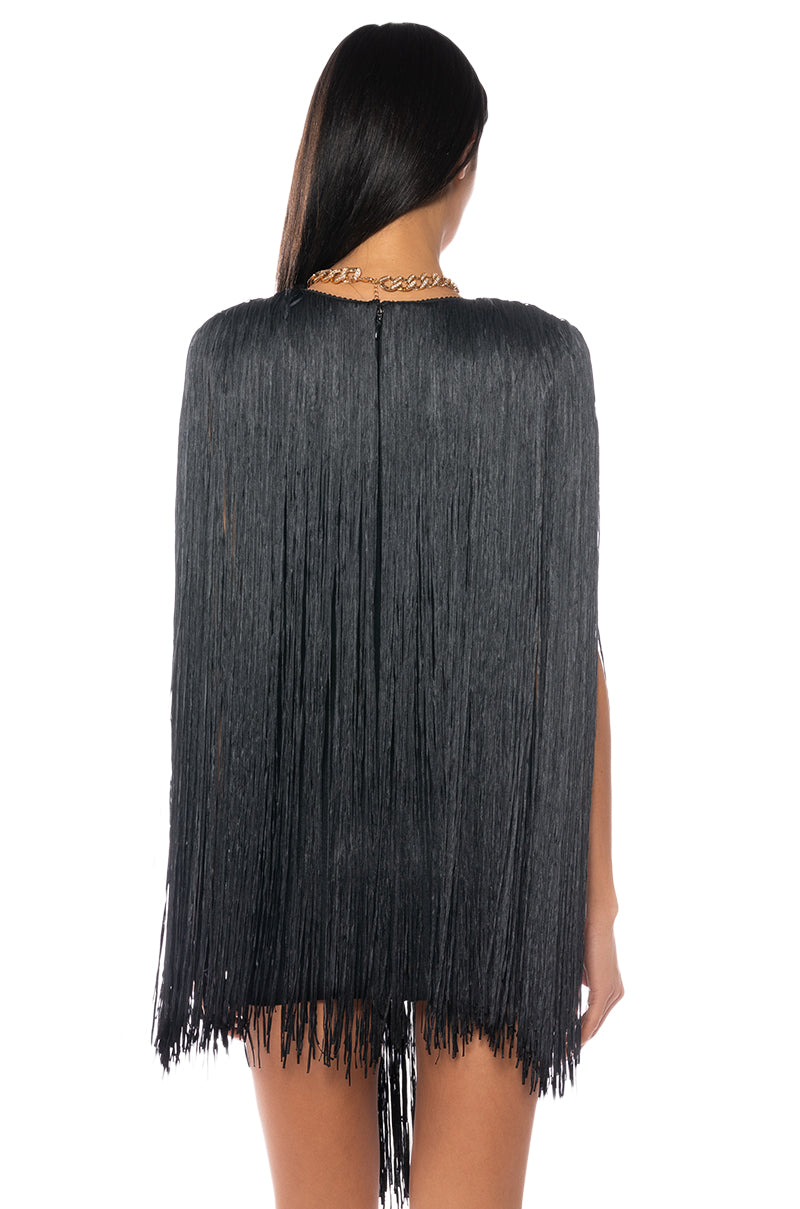 Extra View Stevie Deep V Bandage With Fringe Mini Dress