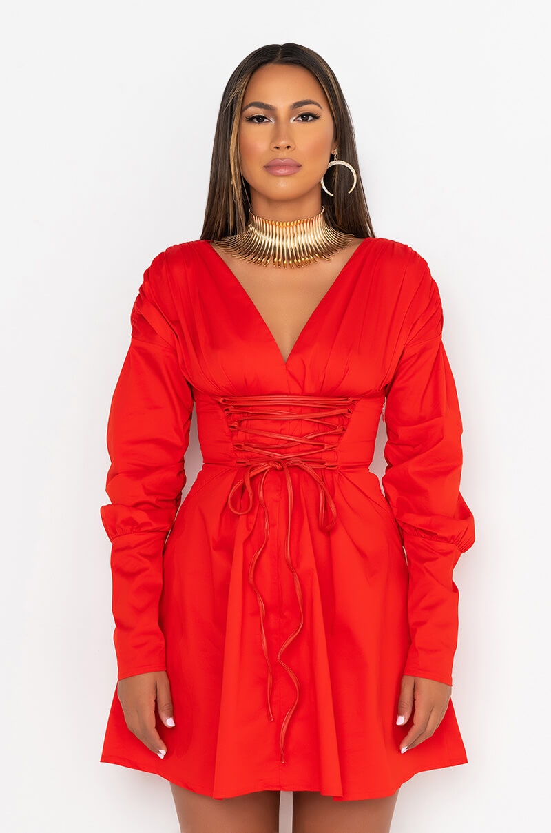 Side View Stick With Me Mini Dress With Lace Up 1