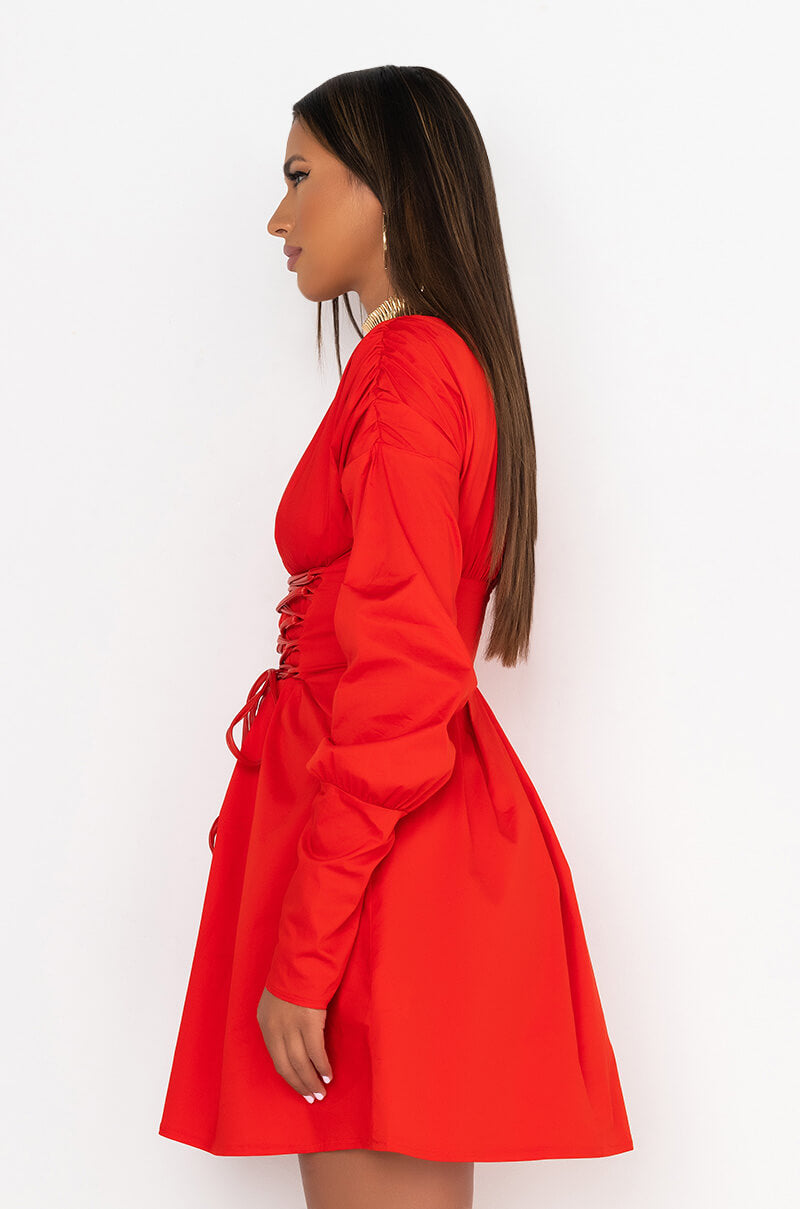 Back View Stick With Me Mini Dress With Lace Up 2