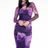 Front View Still Your Favorite Ruched Mesh Midi Dress