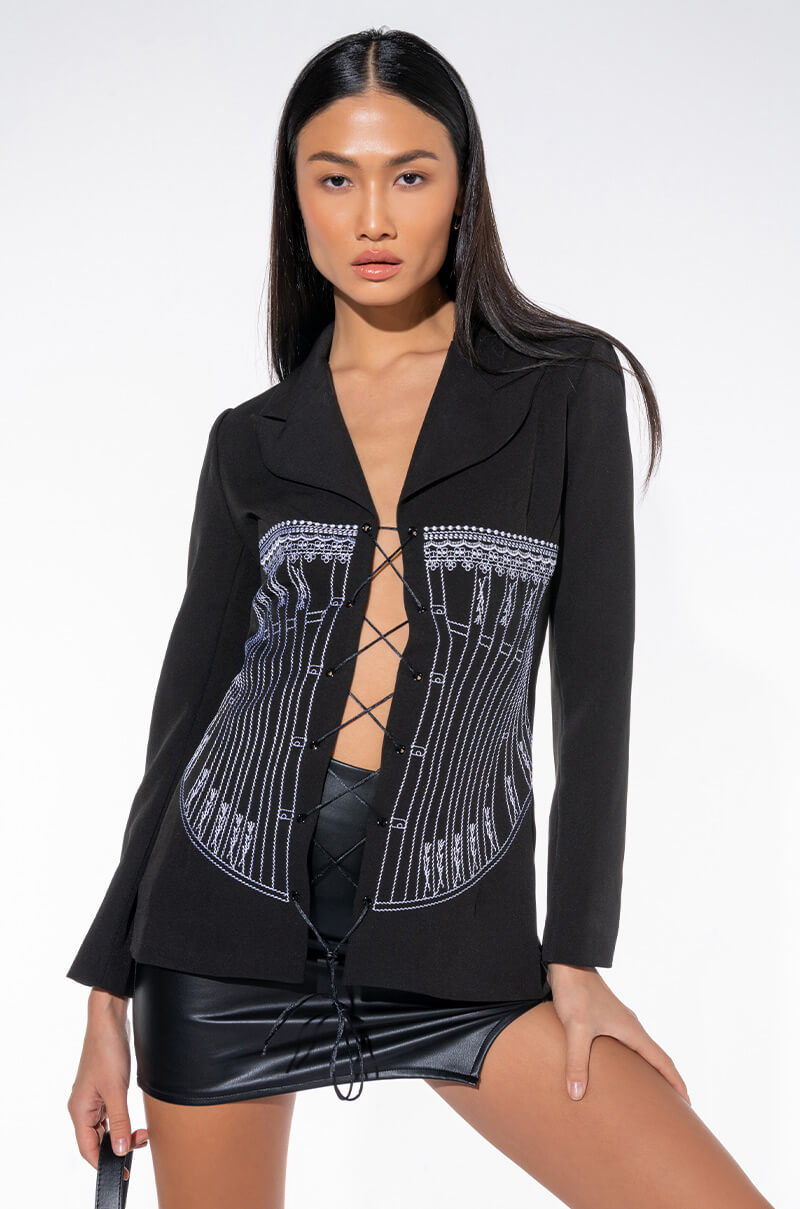 Front View Stitch The F Up Corset Blazer