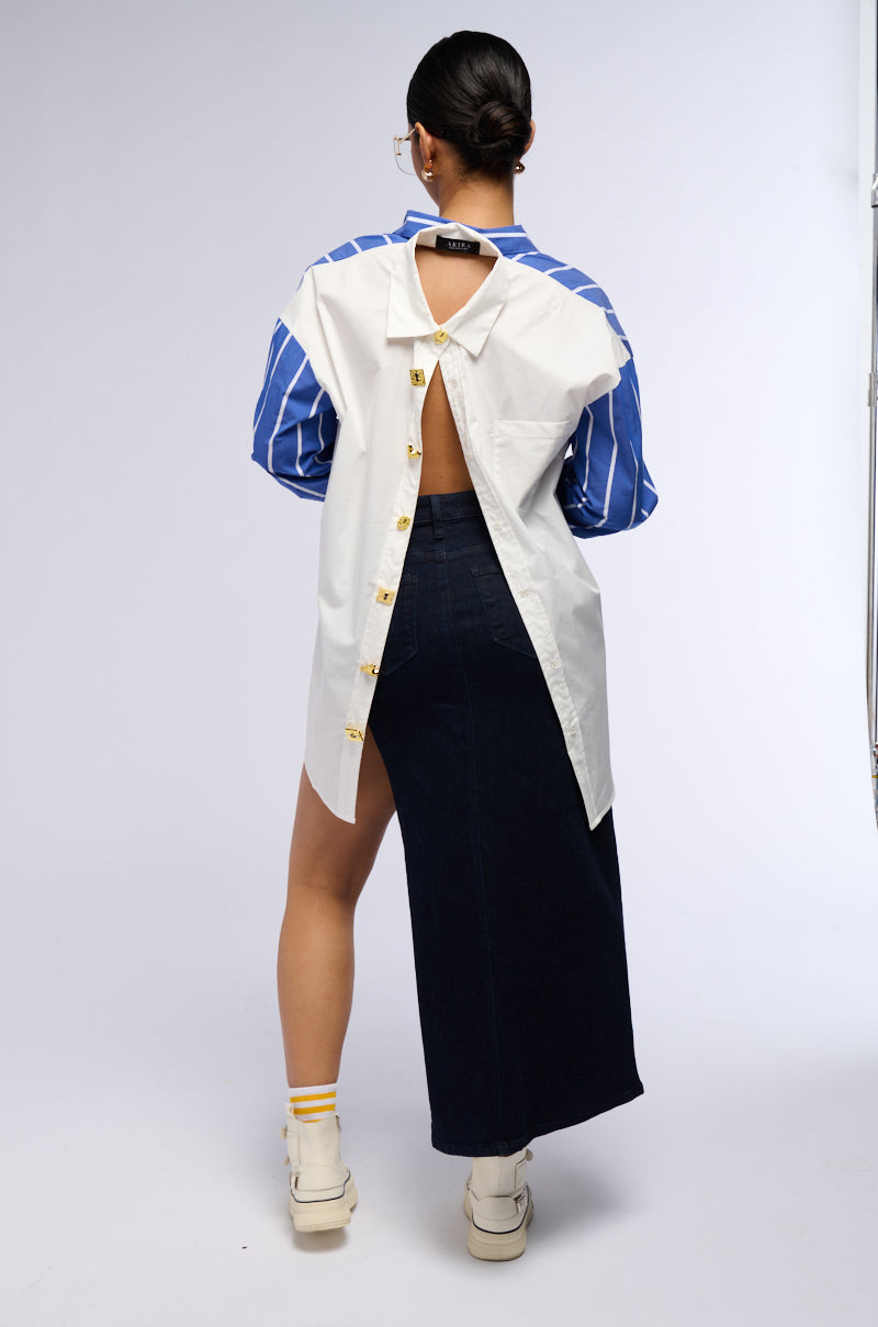 Back View Stop & Stare Reversible Button Down Poplin Shirt