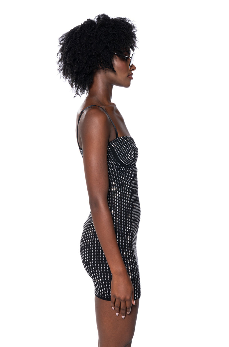 Detail View Stop And Stare Rhinestone Mini Dress 3