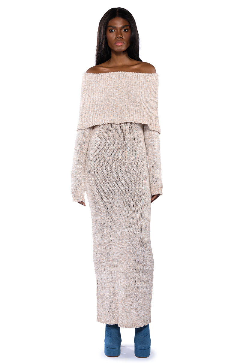 Detail View Storm Off The Shoulder Maxi Sweater Dress
