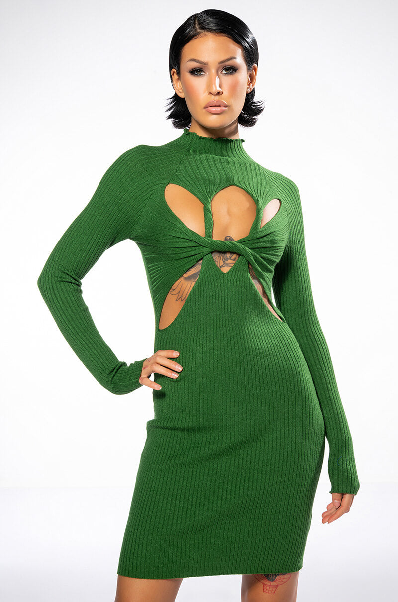 Front View Storyteller Twist Front Detail Mini Dress