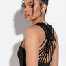 Front View Strapped And Loaded Strappy Back Sleeveless Bodysuit