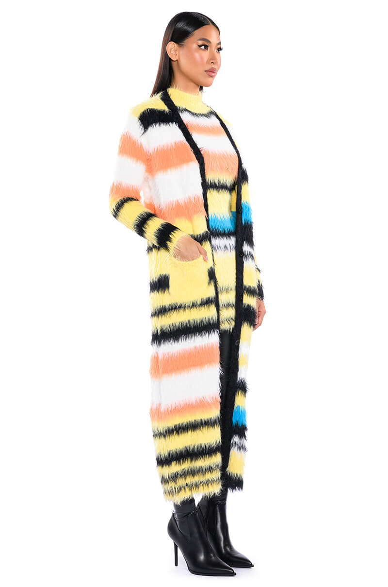 Extra View Striped Fuzzy Sweater Dress