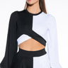 Front View Strut About Colorblock Cropped Blouse