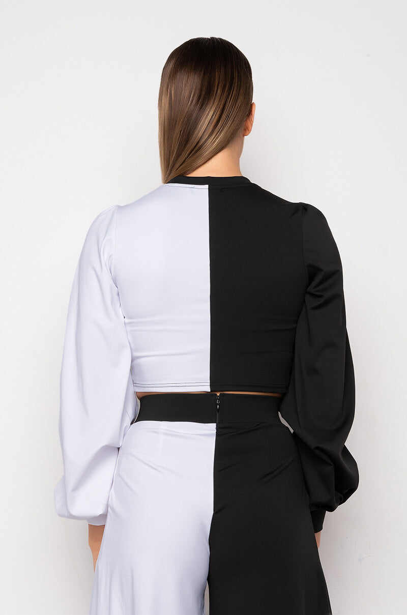 Extra View Strut About Colorblock Cropped Blouse