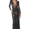 Front View Stunner Rhinestone Detail Mesh Gown