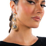 Front View Stunner Status Rhinestone Sunburst Drop Earrings