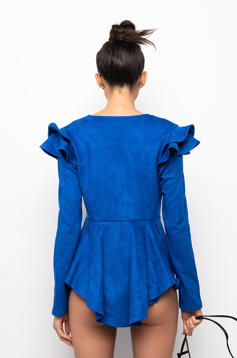 Full View Suede Ruffle Blazer