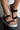 Front View Sugar And Spice Embellished Two Strap Flatform Sandals in Black