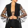 Front View Sugar And Spice Mesh Rhinestone Arm Blazer