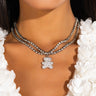 Front View Sugar Bear Tennis Chain Necklace Set