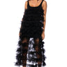 Front View Sugar Plum Dreams Ruffle Maxi Dress In Black