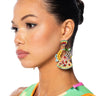 Front View Summa Time Embellished Statement Earrings