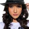 Front View Summer Criminal Chain Black Straw Hat