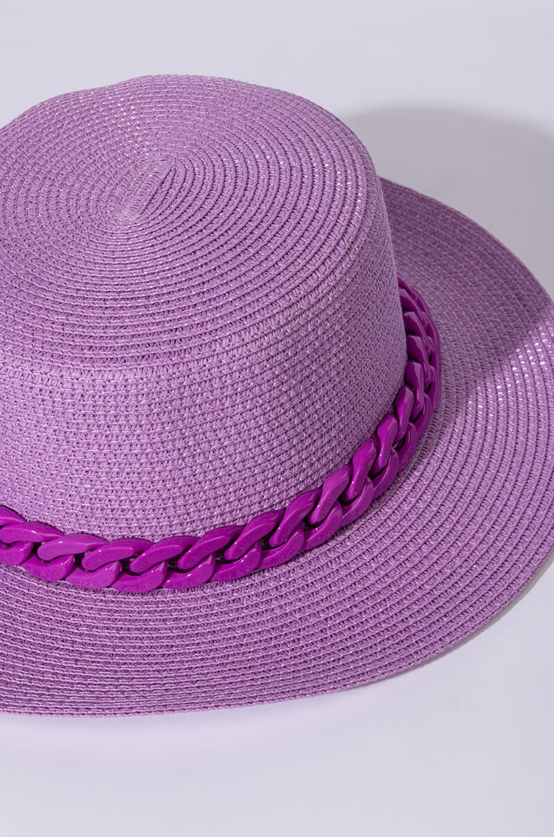 Detail View Summer Criminal Chain Purple Straw Hat