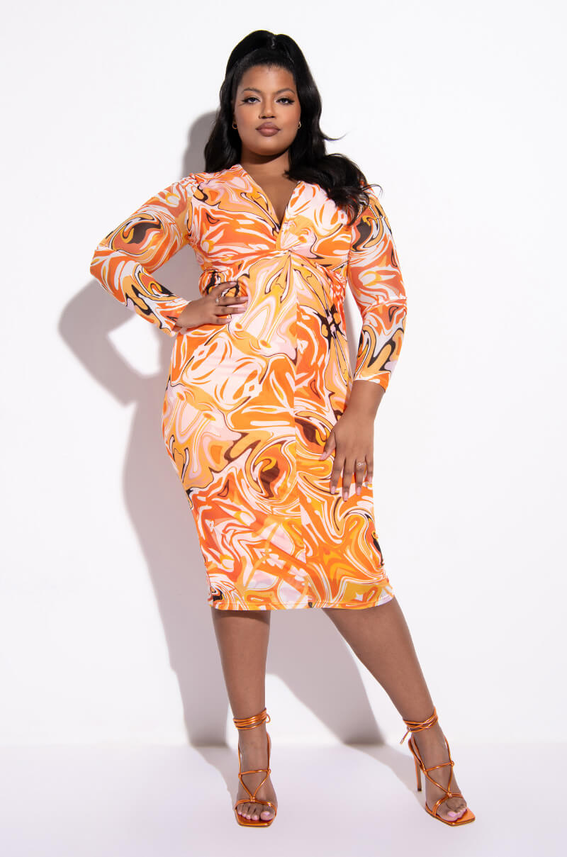 SUMMER OF LOVE MESH SWIRL PRINT MIDI DRESS AKIRA SUMMER OF LOVE MESH SWIRL PRINT MIDI DRESS AKIRA
