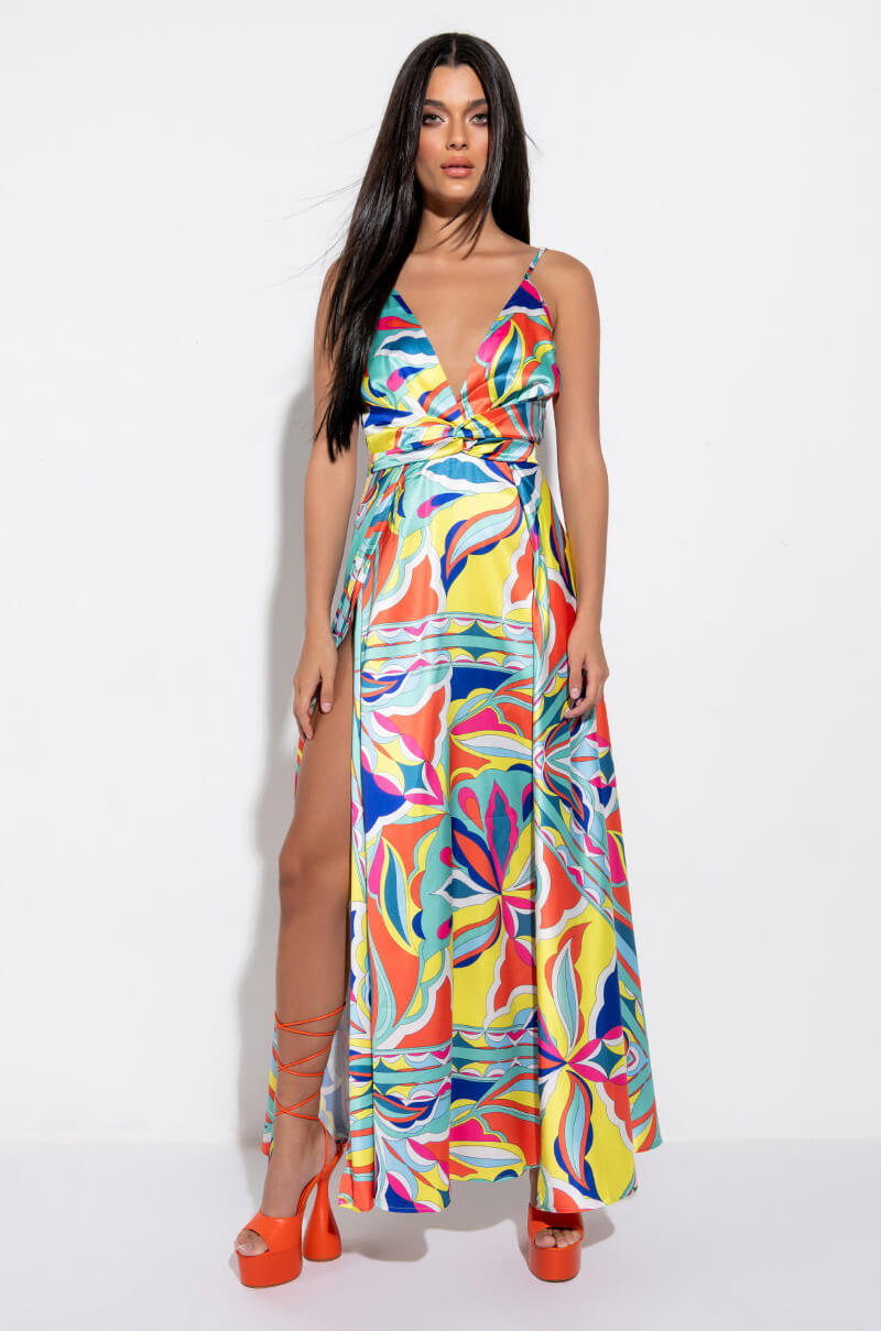 Front View Summertime Fine High Slit Maxi Dress