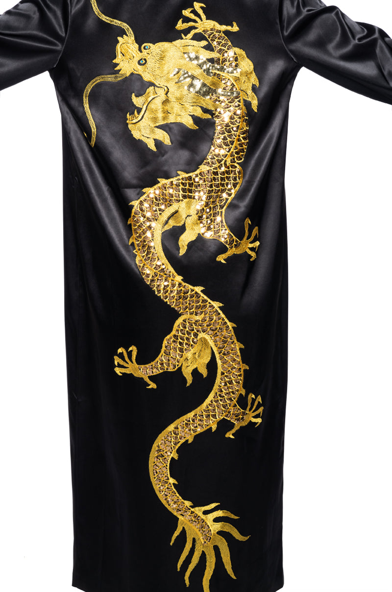 Extra View Sumptuous Satin Duster With Embroidered Dragon 5
