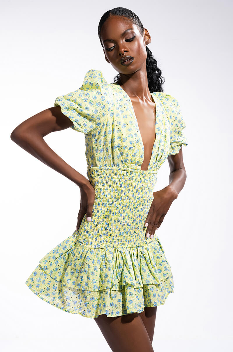 Front View Sungoddess Floral Print Dress