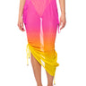 Front View Sunrise Ombre Mesh Adjustable Midi Skirt