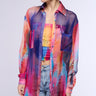 Front View Sunset Dreaming Long Chiffon Button Down Blouse