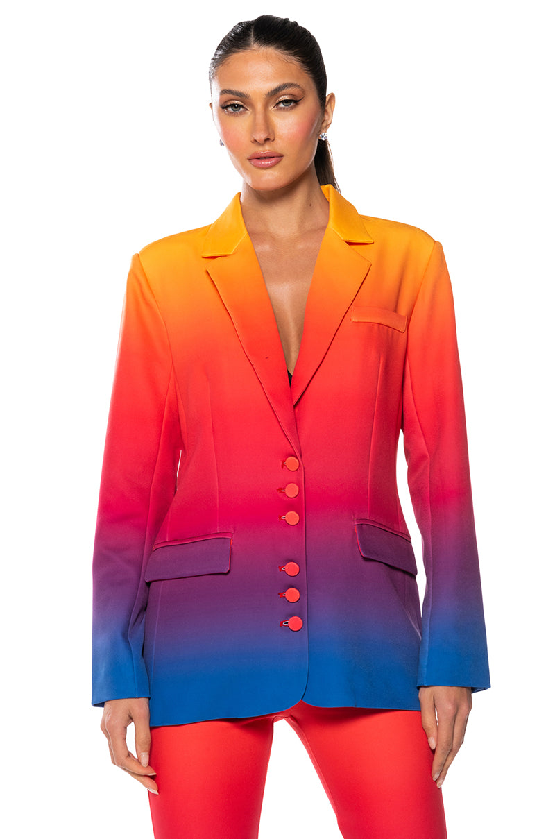 Front View Sunset In Paradise Ombre Blazer