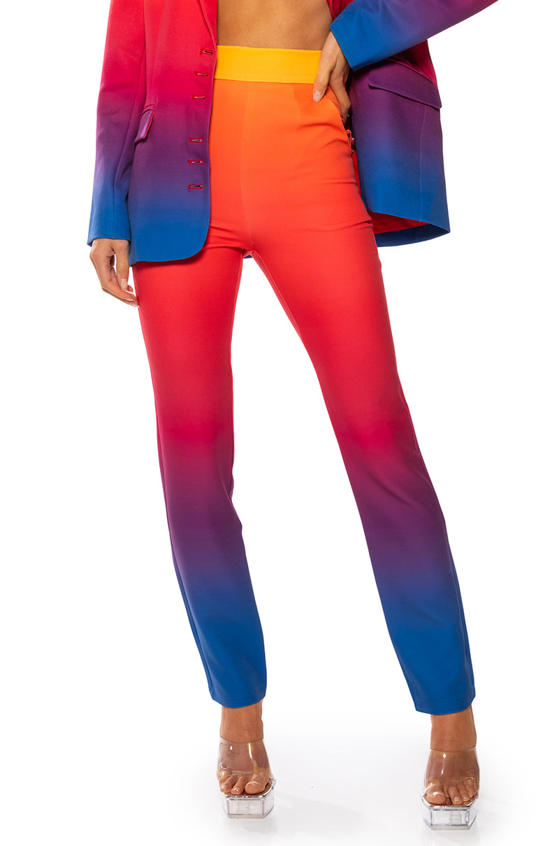 Front View Sunset In Paradise Ombre Skinny Pants 0