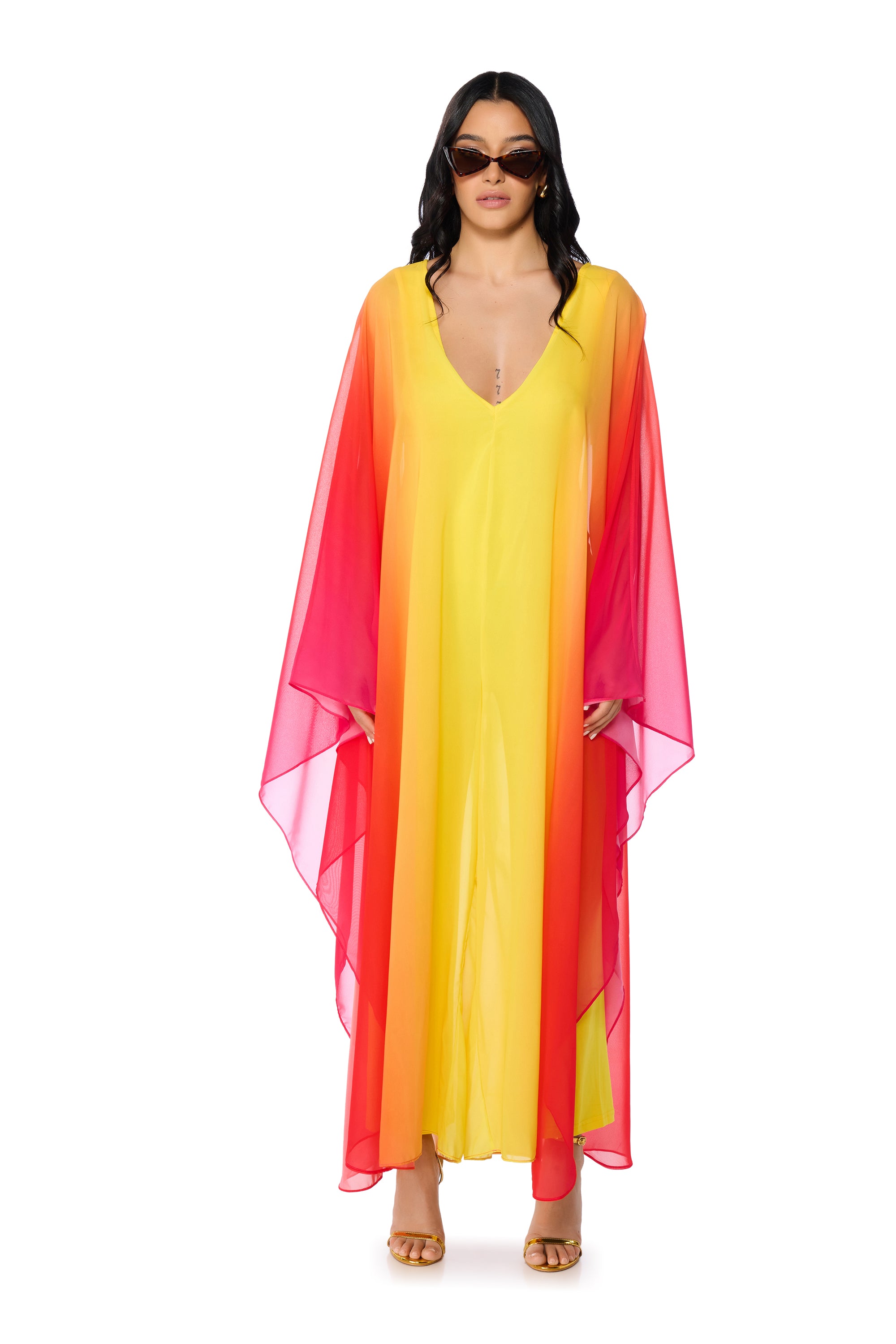 Full View Sunset Ombre Chiffon Jumpsuit